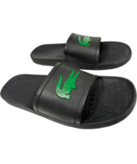 Lacoste Fraisier Black Slides with Big Green Croc Logo men&#39;s sandals siz... - €20,08 EUR