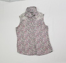 Button Up Foral Print Pearl Snap Sleeveless Shirt Womens Sz M Wrangler Wrancher - £16.78 GBP