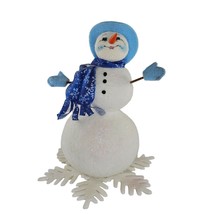 Annalee Christmas Snowman Snowflake Base 2002 Holiday Blue Hat Scarf - £23.59 GBP