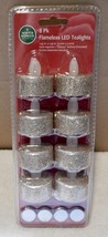 Flameless LED Tealights 8 Pk Extra Batteries Included Gold Sparkle NIB 251D - $6.89