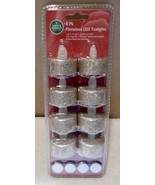 Flameless LED Tealights 8 Pk Extra Batteries Included Gold Sparkle NIB 251D - $9.45 CAD