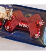 2 Dog Bone Christmas Tree Ornament Glass Humane Society Red Bow NBC Trading - $11.67 CAD