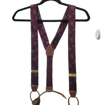 PORTFOLIO  by PERRY ELLIS Red  Maroon Brown Suspenders Braces  Leather - £18.08 GBP