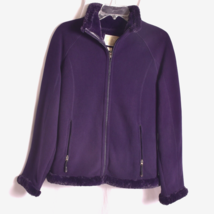 GREEN TEA Full Zip Up Faux Fur Lined Purple Fleece Jacket Women&#39;s Size M... - £17.00 GBP