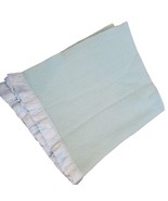 North Star Baby Blanket Pastel Green Pure Wool Satin Trim Soft Vintage USA - $72.42