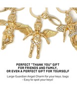 Rhinestone Studded Large Baby Angel Keychain In Gold Tone - Guardian Angel - £7.10 GBP