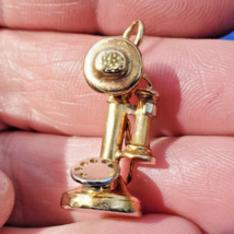 Unique Solid 14k Gold Candle stick Phone Pendant Rare Vintage Charm 7.3 ... - $1,643.15 CAD
