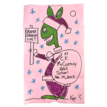 Groovie Ghoulies Live Kepi Art Christmas Pink Gig Poster 2003 OOAK Sacramento CA - £38.55 GBP