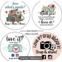 100pcs Camera Stickers, Thank you, Bragg, Small Business, Packaging Stic... - $9.50