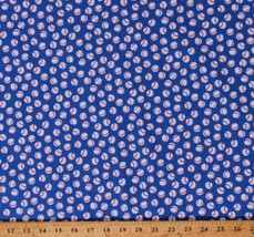 Cotton Baseballs Allover on Blue Sports Balls Fabric Print by the Yard D665.46 - £9.74 GBP