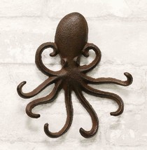 6.5&quot;H Cast Iron Nautical Sea Octopus Wall Hook Cthulhu Kraken In Rustic Bronze - £13.79 GBP