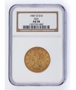 1907-D G $10 Or Liberty Tête Classé Par NGC Comme AU-58 ! Publié Par Gsa - $4,125.75