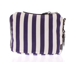 DOLCE &amp; GABBANA PURPLE STRIPED CANVAS TOILETRY BAG - $250.00