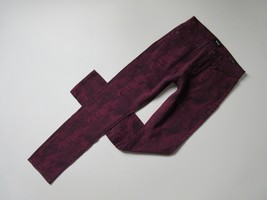 NWT BDG High Rise Cigarette Ankle in Beet Red Snakeskin Python Stretch Jeans 25 - £17.12 GBP