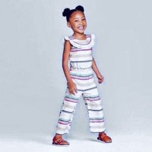 Genuine Kids From OshKosh Baby Girls 12M Striped Linen Cotton Ruffle Jum... - $11.95