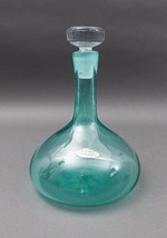 Blenko USA MCM Sea Green Art Glass Decanter Bottle With Clear Stopper - £237.01 GBP