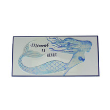 Blue White Enamelware Mermaid at Heart Metal Wall Sign Coastal Decor - £25.77 GBP