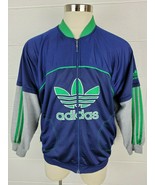 Vintage Mens Adidas D6 F180 Blue Green Zip Front Jacket Gray Sleeves Tre... - £42.81 GBP