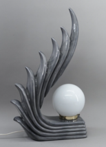 Vintage Art Deco Porcelain Sculpted Cascading Angel Wing Table Lamp - £372.84 GBP