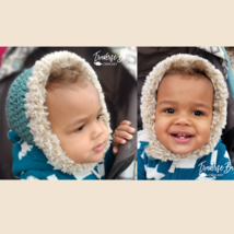 Stay on Faux Fur crochet baby bonnet hat beanie 3 baby toddler PATTERN ONLY - £6.25 GBP