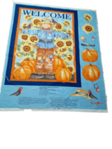Autumn Scarecrow Sunflower Welcome Cotton Fabric Springs CP23769 36&quot;X44&quot; Panel - £7.75 GBP