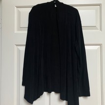Chico&#39;s Travelers Open Front Cardigan Lightweight Drape Black Size 2 Large - $23.76