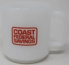 Vtg Glasbake USA Milk Glass Coffee Mug Cup Coast Federal Savings - £7.51 GBP