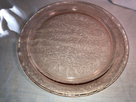 Pink Madrid 11.25 Inch Cake Plate Mint Depression Glass - £20.29 GBP