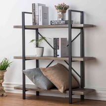 Hsh 3-Shelf Bookcase: Rustic Gray 3-Tier Bookshelf, Vintage Industrial W... - £131.98 GBP