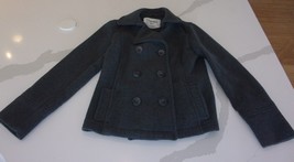 Aeropostale Cold Weather Chic Classy Gray Wool 6 Button Jacket Coat Youth M - £20.03 GBP