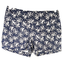 Banana Republic Floral Shorts Navy Blue White Size 8 Womens Canvas Side Zip - $20.62