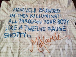 Makaveli Branded 2Pac Button Down Shirt Plaid Puff Paint Song Lyric Cotton XL    - £596.90 GBP