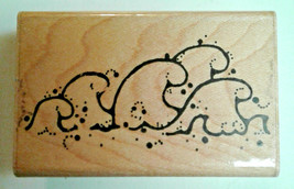 Waves Rubber Stamp Ocean surf water wood mount Dots - £1.58 GBP