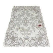Vtg Victorian Lace Crocheted Floral Tablecloth Chrysanthemum Cutter? 47x... - £44.67 GBP