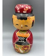 Vtg Hand Painted Japanese Kokeshi Doll 5.5&quot; Bobblehead Wooden - $23.41