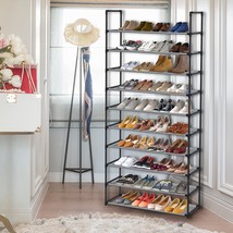 Aosion 10 Tier Shoe Rack, Tall Shoe Rack Organizer 50 Pairs, Closet Shoe, Grey - £30.35 GBP