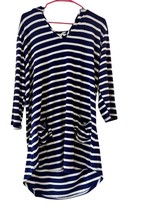 Women&#39;s Beach Break Navy Stripe Hoodie Cover Up, XL - $13.86