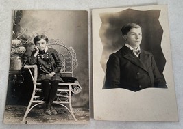 Antique Early 1900&#39;s Unposted Photo Post Cards - Boys Lot of 2  Michigan - £11.59 GBP