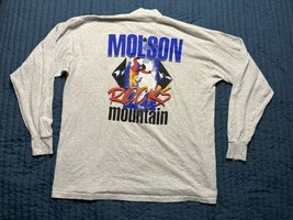 Vintage MOLSON T Shirt Molson Rocks The Mountain L Gray Ski Long Sleeve XL USA - £18.79 GBP