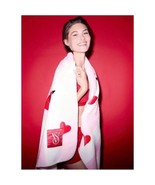 Victoria&#39;s Secret V-Day Hearts Cozy Plush Blanket 60x50 White Pink Red NEW - $68.38 CAD