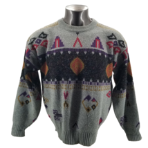 St Johns Bay Mens Vintage Sweater  Wool Blend Knit Fair Isle Aztec  Y2K ... - $36.02