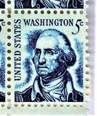 U S STAMPS Washington 5 CENT STAMP Vintage Plate Block - $4.90