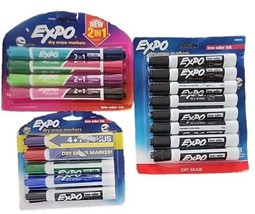 Seventeen (17) EXPO ~ Dry Erase Markers ~ Chisel Tips ~ Low Odor ~ Multicolored - £25.74 GBP