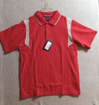 Devon &amp; Jones Mens Short Sleeve Polo Shirt Small Red Grey Cotton - £11.28 GBP