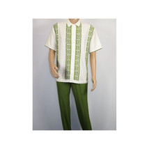 Men Silversilk 2pc walking leisure Matching Suit Italian woven knits 51011 Green image 2