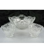 Crystal Bowls Serving Condiment Chip &amp; Dip 3 pc set Oval Scrolled Design - $74.61 CAD