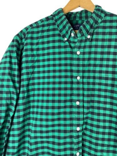 Primary image for J Crew Oxford Shirt Size XL Mens Green & Black Plaid Check Button Down Cotton