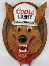 Vintage 1987 COORS Light Beer Wolf 3-D Face Bar Pub Sign Man Cave Decoration - £139.63 GBP