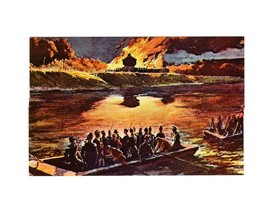 POSTCARD-DEPICTION Of The Burning And Evacuation Of Fort Madison 1813, Iowa BK35 - £1.58 GBP