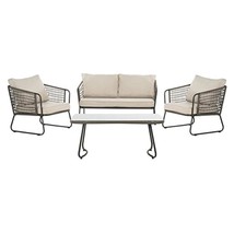 Safavieh PAT9003C Collection Benjin Grey 4 Piece Living Outdoor Set, Bro... - $812.99